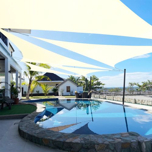 Artpuch Custom Size Cream Sun Shade Sail Triangle Canopy 185 GSM Durable Fabric UV Block Awning for Outdoor Patio Garden Backyard (Customized Availabl Artpuch Custom Size Cream Sun Shade Sail Triangle Canopy 185 GSM Durable Fabric UV Block Awning for Outdoor Patio Garden Backyard (Customized Availabl